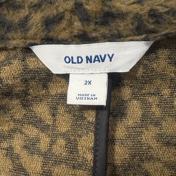 New Old Navy Leopard Print Long Line Coat 2X Textured Jacquard Tall Mob Wife - Picture 8 of 15